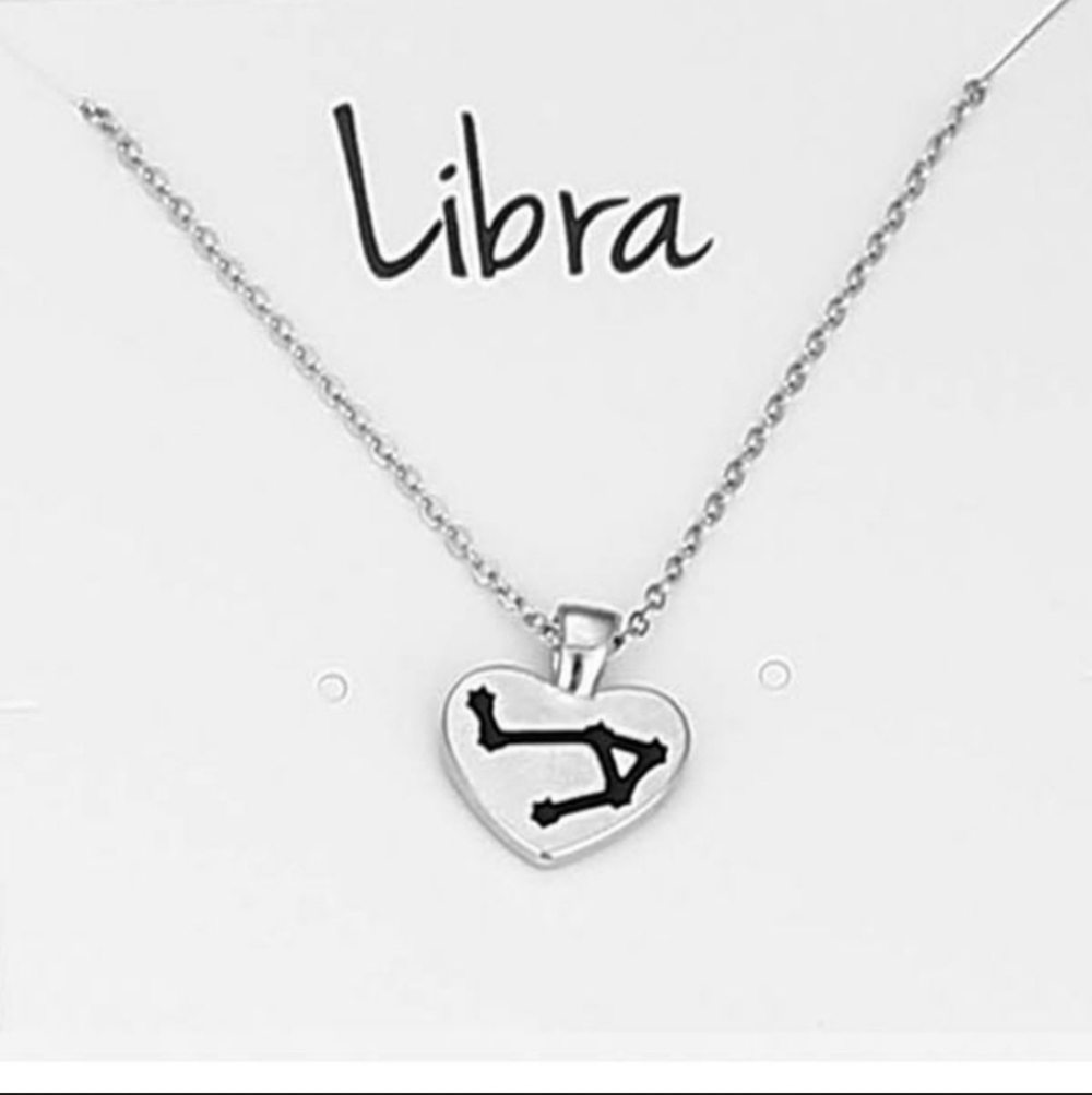NWT Libra astrological sign constellation heart shaped necklace
